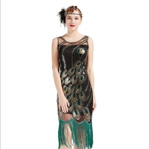 BABEYOND Sequin Peacock Flappers Dress Costume